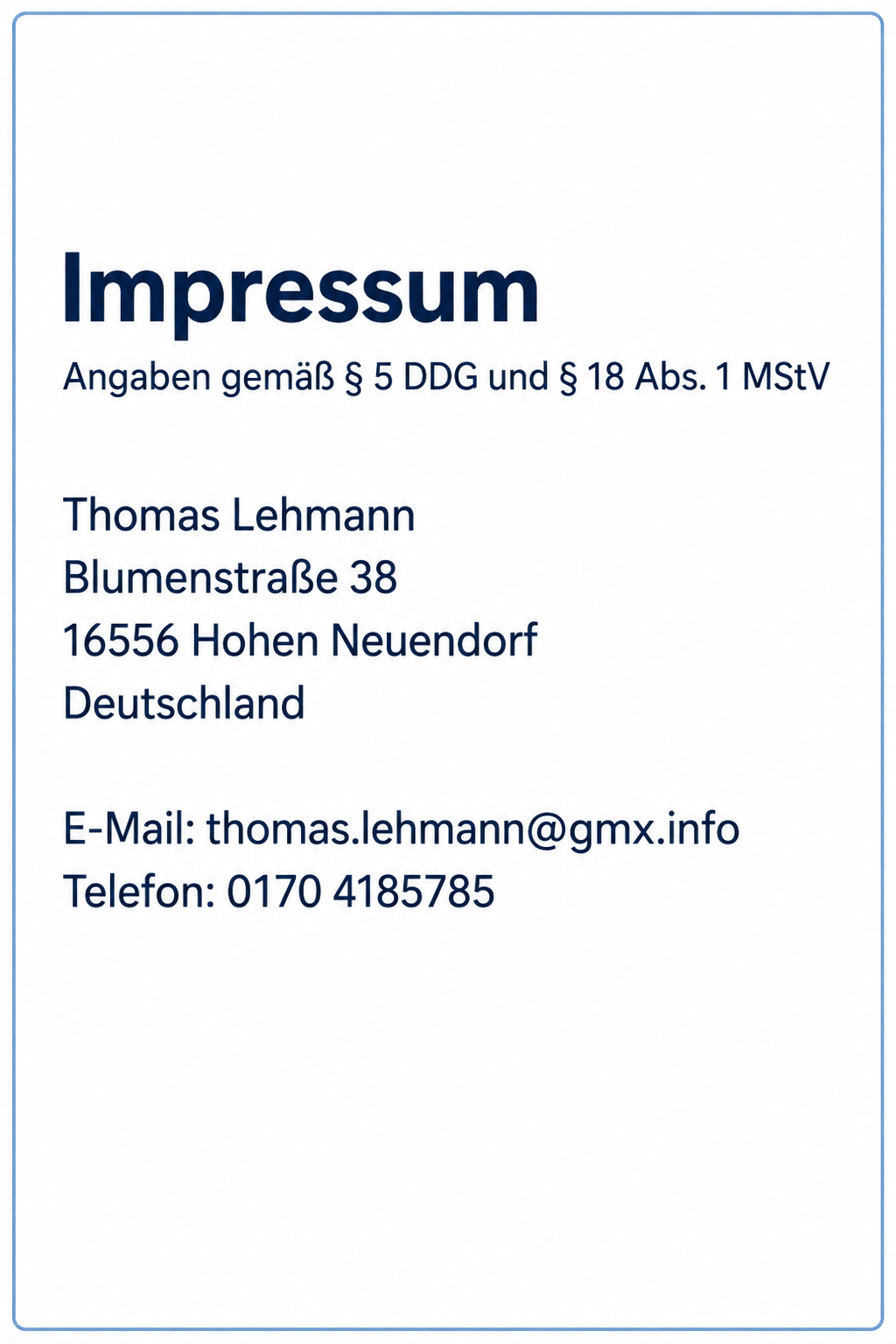 Kontaktdaten im Impressum